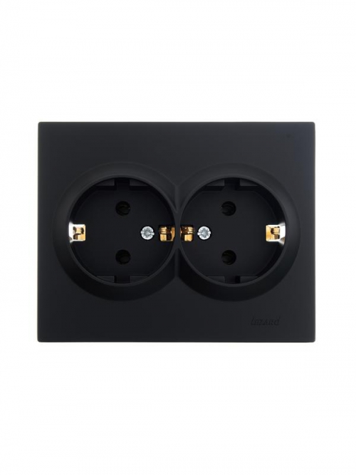 Розетка 2-м СП VESNA с заземл. ПБТ черн. бархат LEZARD 742-4200-127B 742-4200-127B