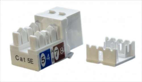 Вставка Keystone Jack RJ-45(8P8C) категория 5e KJ9-8P8C-C5e-90-WH бел. Hyperline 432595 432595