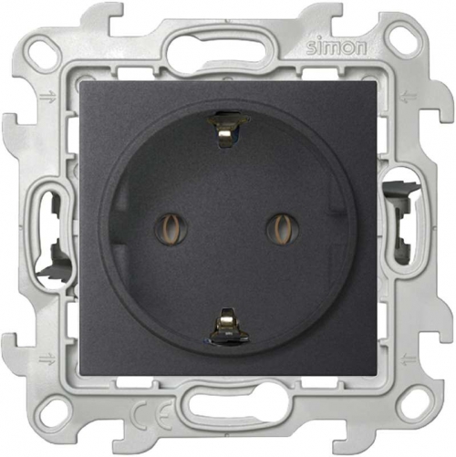 Розетка 1-м СП Simon24 Push&Go 16А IP20 2P+E без защ. шторок механизм графит Simon 2420434-038 2420434-038