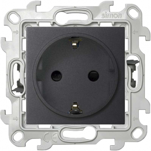 Розетка 1-м СП Simon24 Push&Go 16А IP20 2P+E защ. шторки механизм графит Simon 2420432-038 2420432-038