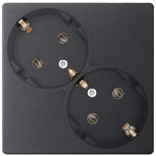 Розетка 2-м СП Simon24 16А IP20 2х2P+E Schuko без защ. шторок механизм графит Simon 2450459-038 2450459-038