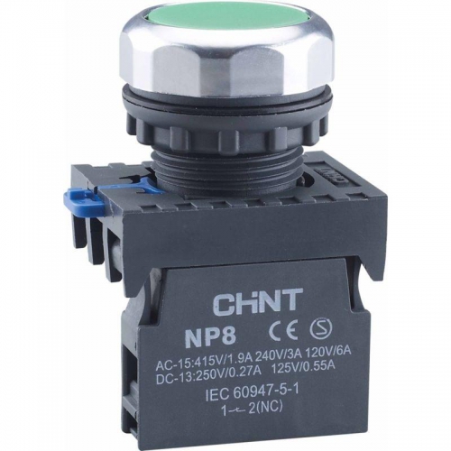 Кнопка управления NP8-10BN/3 без подсветки зел. 1НО IP65 (R) CHINT 667232 667232