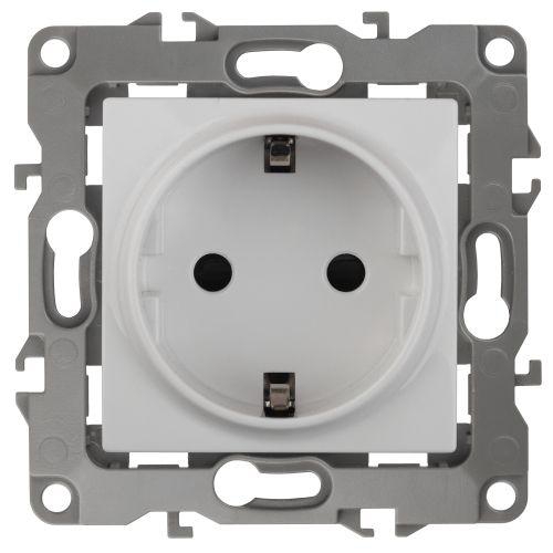 Механизм розетки 1-м СП Эра12 12-2101-01 16А IP20 16AX 250В 2P+E Schuko бел. Эра Б0014675 Б0014675