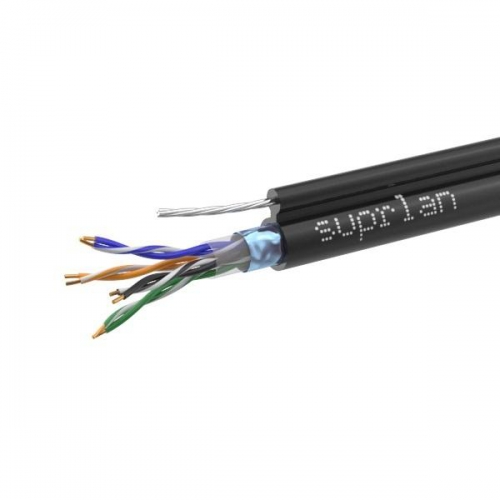 Кабель витая пара F/UTP кат.5E 4х2х24AWG solid CU PE Outdoor Standard трос черн. (м) SUPRLAN 01-1026-1 01-1026-1