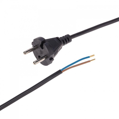 Шнур электрический с прямой вилкой 10А 2200Вт ПВС 2х0.75кв.мм 1.5м черн. Rexant 11-1305 11-1305