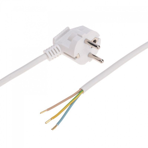 Шнур электрический с угловой вилкой 10А 2500Вт ПВС 3х1.0кв.мм 1.5м бел. Rexant 11-1317 11-1317