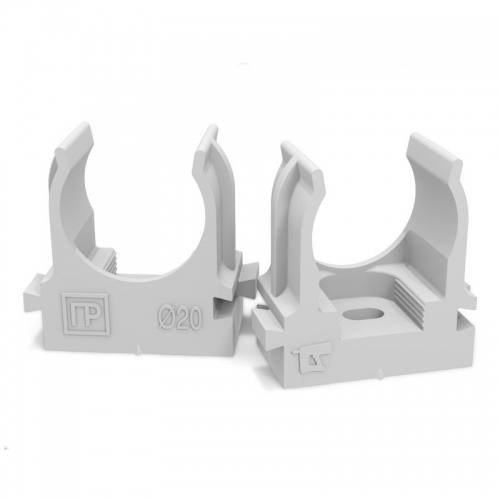 Держатель для труб (клипса) d20мм для монтажного пистолета в п/э сер. Промрукав PR13.0120 PR13.0120