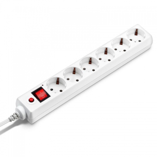 Удлинитель с сетевым фильтром 6х1.8м с заземл. 10А IP20 600SH-1.8-W 2.2кВт CCA бел. BURO 992246 992246