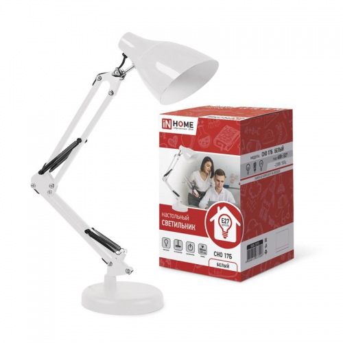 Светильник настольный под лампу СНО 17Б на основании 60Вт E27 230В бел. (коробка) IN HOME 4690612037226 4690612037226