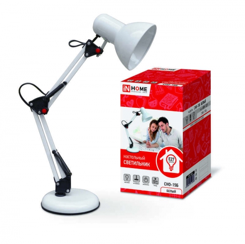 Светильник настольный под лампу СНО 15Б на основании 60Вт E27 230В бел. (коробка) IN HOME 4690612012896 4690612012896