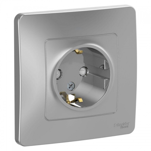 Розетка 1-м СП Blanca 16А IP20 250В с заземл. защ. шторки алюм. SE BLNRS001113 BLNRS001113