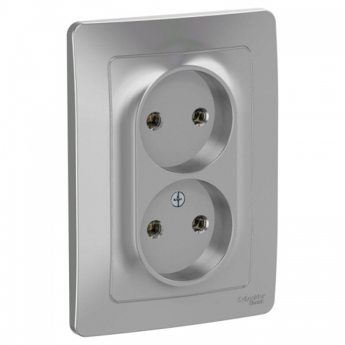 Розетка 2-м СП Blanca 16А IP20 250В без заземл. без защ. шторок алюм. SE BLNRS000023 BLNRS000023