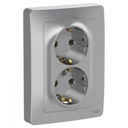 Розетка 2-м СП Blanca 16А IP20 250В с заземл. без защ. шторок алюм. SE BLNRS001023 BLNRS001023