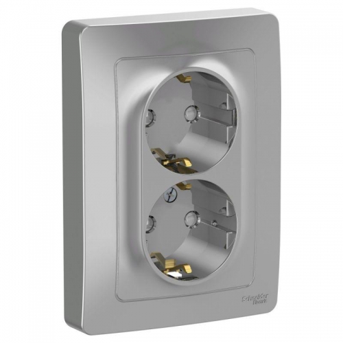 Розетка 2-м СП Blanca 16А IP20 250В с заземл. защ. шторки алюм. SE BLNRS001123 BLNRS001123