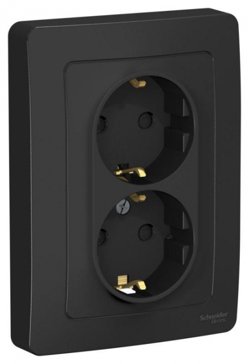 Розетка 2-м СП Blanca 16А IP20 250В с заземл. защ. шторки антрацит SE BLNRS001126 BLNRS001126