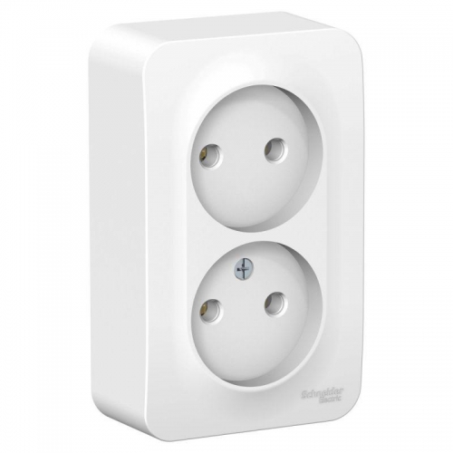 Розетка 2-м ОП Blanca 16А IP20 250В без заземл. без защ. шторок с металлич. пластиной бел. SE BLNRA000221 BLNRA000221