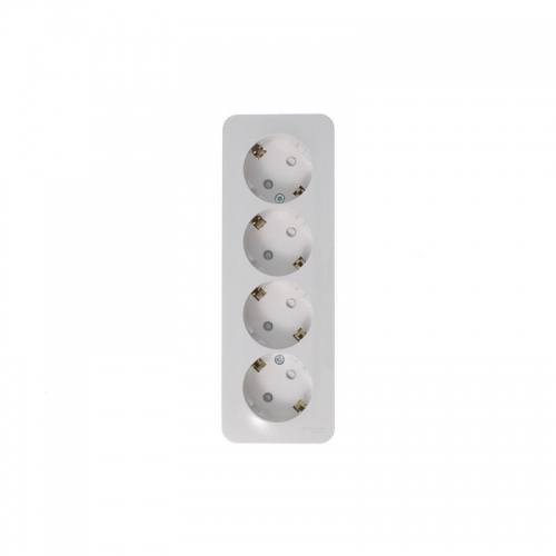 Розетка 4-м ОП Blanca 16А IP20 250В с заземл. защ. шторки с изолир. пластиной бел. SE BLNRA011411 BLNRA011411