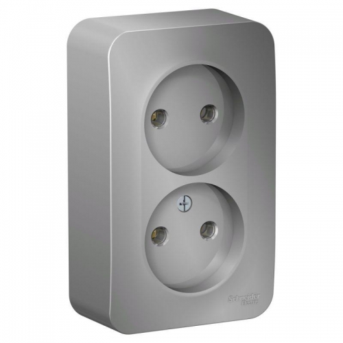 Розетка 2-м ОП Blanca 16А IP20 250В без заземл. без защ. шторок с изолир. пластиной алюм. SE BLNRA000213 BLNRA000213