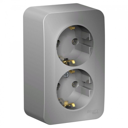 Розетка 2-м ОП Blanca 16А IP20 250В с заземл. без защ. шторок с изолир. пластиной алюм. SE BLNRA010213 BLNRA010213