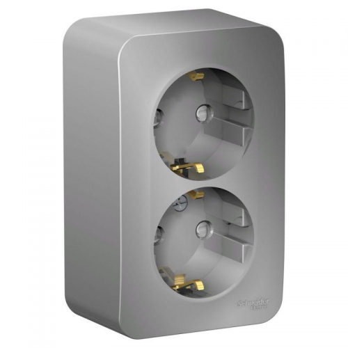 Розетка 2-м ОП Blanca 16А IP20 250В с заземл. защ. шторки с изолир. пластиной алюм. SE BLNRA011213 BLNRA011213