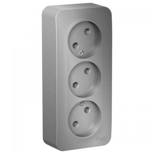 Розетка 3-м ОП Blanca 16А IP20 250В без заземл. без защ. шторок с изолир. пластиной алюм. SE BLNRA000313 BLNRA000313
