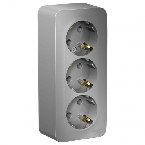 Розетка 3-м ОП Blanca 16А IP20 250В с заземл. без защ. шторок с изолир. пластиной алюм. SE BLNRA010313 BLNRA010313