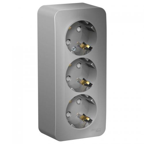 Розетка 3-м ОП Blanca 16А IP20 250В с заземл. защ. шторки с изолир. пластиной алюм. SE BLNRA011313 BLNRA011313