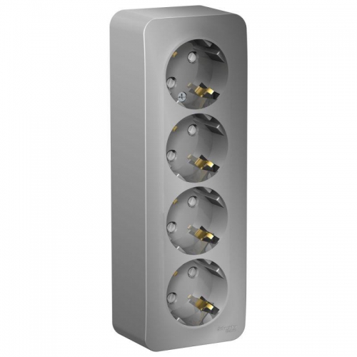 Розетка 4-м ОП Blanca 16А IP20 250В с заземл. защ. шторки с изолир. пластиной алюм. SE BLNRA011413 BLNRA011413