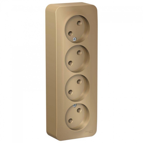 Розетка 4-м ОП Blanca 16А IP20 250В без заземл. без защ. шторок с изолир. пластиной титан SE BLNRA000414 BLNRA000414