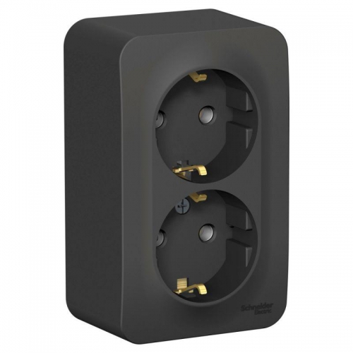 Розетка 2-м ОП Blanca 16А IP20 250В с заземл. без защ. шторок антрацит SE BLNRA010206 BLNRA010206