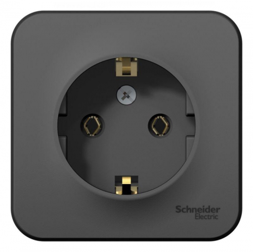 Розетка 1-м ОП Blanca 16А IP20 250В с заземл. без защ. шторок с изолир. пластиной антрацит SE BLNRA010116 BLNRA010116