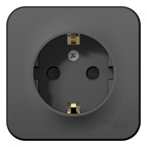 Розетка 1-м ОП Blanca 16А IP20 250В с заземл. защ. шторки с изолир. пластиной антрацит SE BLNRA011116 BLNRA011116