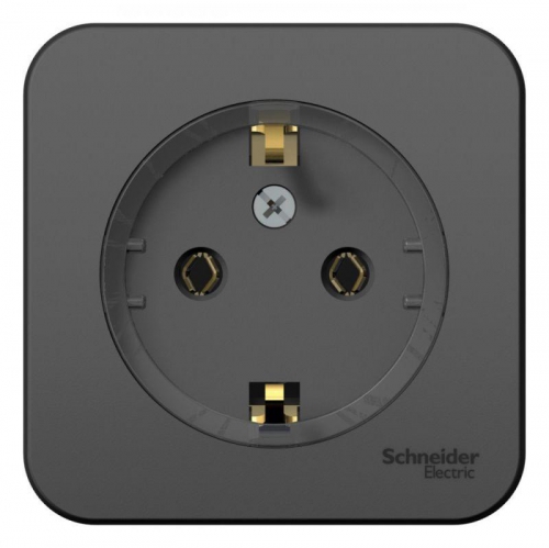 Розетка 1-м ОП Blanca 16А IP20 250В с заземл. без защ. шторок с изолир. пластиной (компакт) антрацит SE BLNRA110116 BLNRA110116