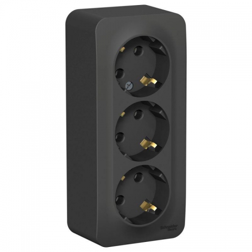 Розетка 3-м ОП Blanca 16А IP20 250В с заземл. без защ. шторок с изолир. пластиной антрацит SE BLNRA010316 BLNRA010316