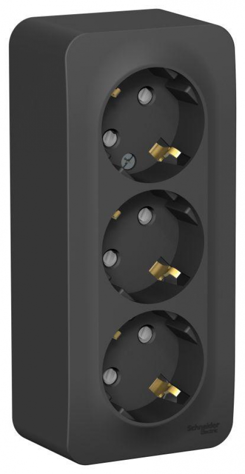 Розетка 3-м ОП Blanca 16А IP20 250В с заземл. защ. шторки с изолир. пластиной антрацит SE BLNRA011316 BLNRA011316