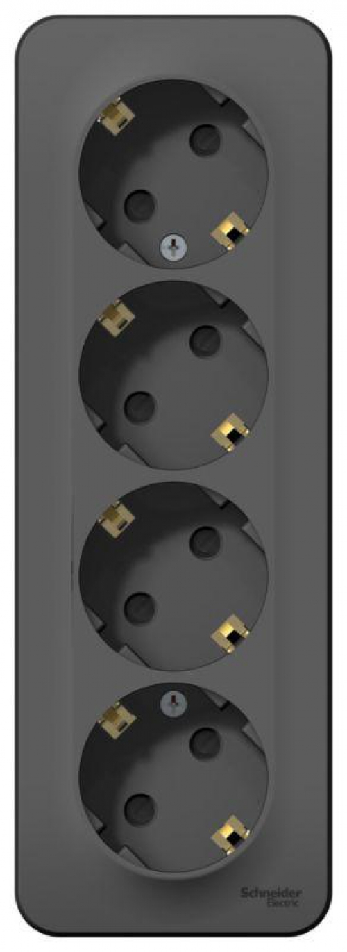 Розетка 4-м ОП Blanca 16А IP20 250В с заземл. защ. шторки с изолир. пластиной антрацит SE BLNRA011416 BLNRA011416