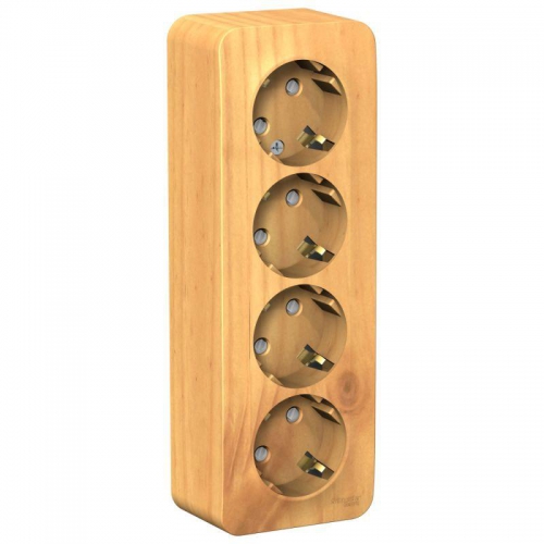 Розетка 4-м ОП Blanca 16А IP20 250В с заземл. защ. шторки с изолир. пластиной ясень SE BLNRA011415 BLNRA011415