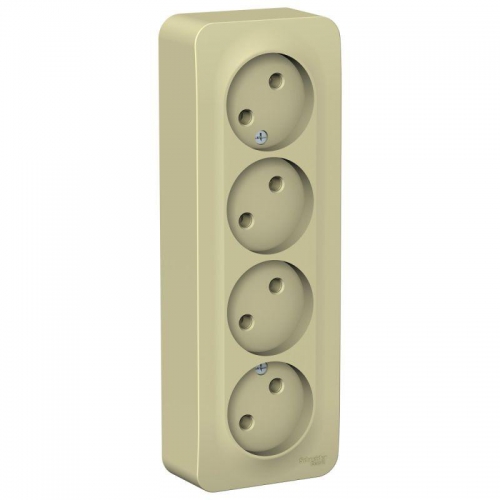 Розетка 4-м ОП Blanca 16А IP20 250В без заземл. без защ. шторок с изолир. пластиной беж. SE BLNRA000417 BLNRA000417