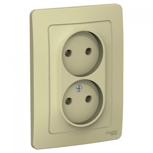 Розетка 2-м СП Blanca 16А IP20 250В без заземл. без защ. шторок беж. SE BLNRS000027 BLNRS000027