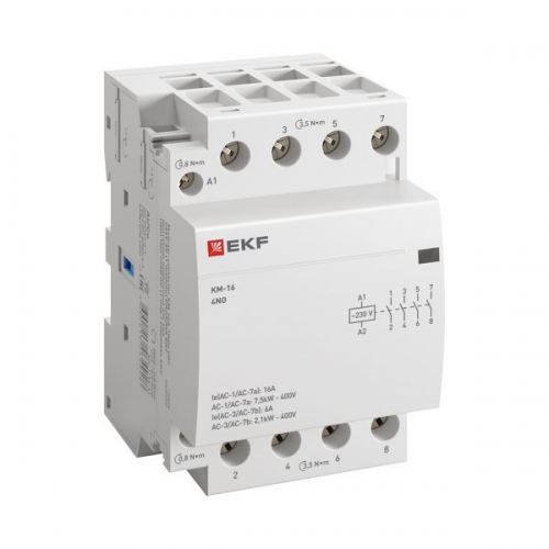 Контактор модульный КМ 16А 4NО (3 мод.) EKF km-3-16-40 km-3-16-40
