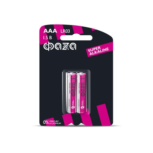 Элемент питания алкалиновый AAA/LR03 1.5В Super Alkaline BL-2 (уп.2шт) ФАZА 2858474 2858474