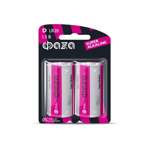 Элемент питания алкалиновый D/LR20 1.5В Super Alkaline BL-2 (уп.2шт) ФАZА 2858535 2858535