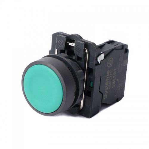 Кнопка модульная SB5 в сборе 22мм с возвратом пластик 1НО зел. SE SB5AA31 SB5AA31