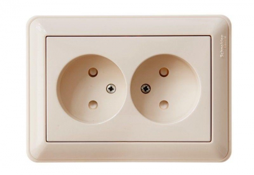 Розетка 2-м СП W59 16А IP20 без заземл. защ. шторки сл. кость SE RS16-254-28 RS16-254-28