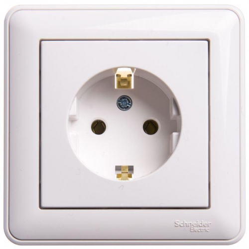 Розетка 1-м СП W59 16А IP20 с заземл. без защ. шторок бел. SE RS16-154-18 RS16-154-18