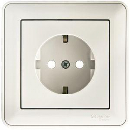 Розетка 1-м СП W59 16А IP20 с заземл. защ. шторки в сборе бел. SE RS16-152-18 RS16-152-18