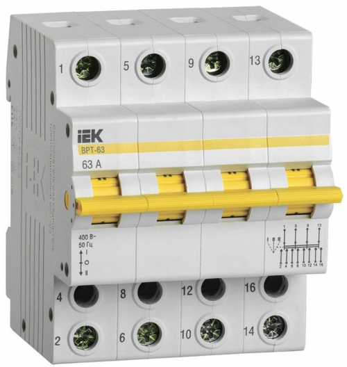 Выключатель-разъединитель трехпозиционный 4п ВРТ-63 63А IEK MPR10-4-063 MPR10-4-063