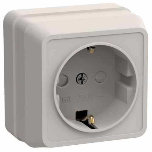 Розетка 1-м ОП Октава РСш20-3-ОКм 16А IP20 с заземл. защ. шторки крем. IEK ERO14-K33-16-DC ERO14-K33-16-DC