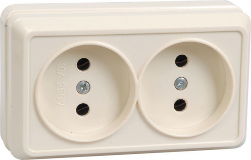 Розетка 2-м ОП Октава 10А IP20 без заземл. крем. IEK ERO20-K33-10-DC ERO20-K33-10-DC