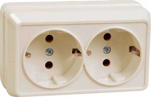 Розетка 2-м ОП Октава РС22-3-ОКм 16А IP20 с заземл. крем. IEK ERO21-K33-16-DC ERO21-K33-16-DC